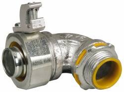 Cooper Crouse-Hinds - 3/4" Trade, Malleable Iron Threaded Angled Liquidtight Conduit Connector - Insulated - Exact Tool & Supply