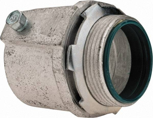 Cooper Crouse-Hinds - 1-1/2" Trade, Malleable Iron Set Screw Straight Rigid/Intermediate (IMC) Conduit Connector - Insulated - Exact Tool & Supply