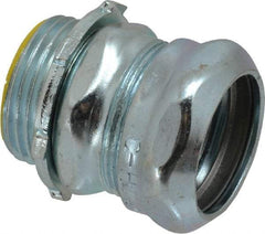 Cooper Crouse-Hinds - 1" Trade, Steel Compression Straight EMT Conduit Connector - Insulated - Exact Tool & Supply