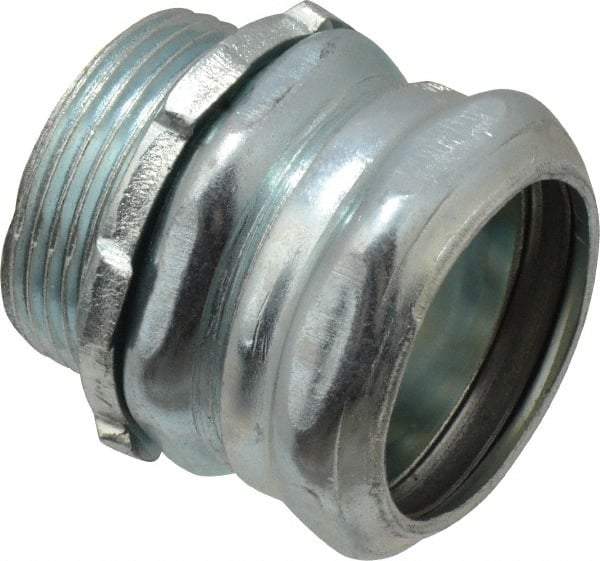Cooper Crouse-Hinds - 1-1/4" Trade, Steel Compression Straight EMT Conduit Connector - Insulated - Exact Tool & Supply