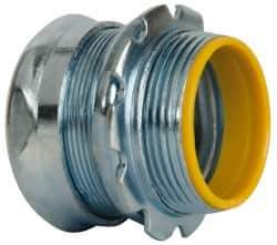 Cooper Crouse-Hinds - 1-1/2" Trade, Steel Compression Straight EMT Conduit Connector - Insulated - Exact Tool & Supply