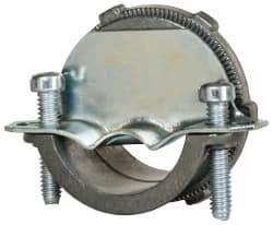 Cooper Crouse-Hinds - 1-1/2" Trade, Die Cast Zinc Squeeze Clamp Straight FMC Conduit Connector - Noninsulated - Exact Tool & Supply