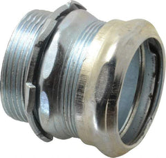 Cooper Crouse-Hinds - 1-1/2" Trade, Steel Compression Straight EMT Conduit Connector - Noninsulated - Exact Tool & Supply