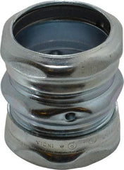 Cooper Crouse-Hinds - 1-1/2" Trade, Steel Compression EMT Conduit Coupling - Noninsulated - Exact Tool & Supply