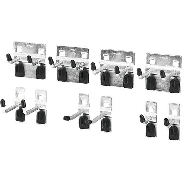Pegboard Hook Sets; For Use With: Square Peg Hole Tool Boards; Set Type: Tool Holder Sets for Square Peg Hole Tool Boards; Contents: (2) 2″ Double Hook Vertical End; (2) 2-3/8″ Single Hook Angled End; (2) 1″ Single Hook Vertical End; (2) 2″ Single Hook