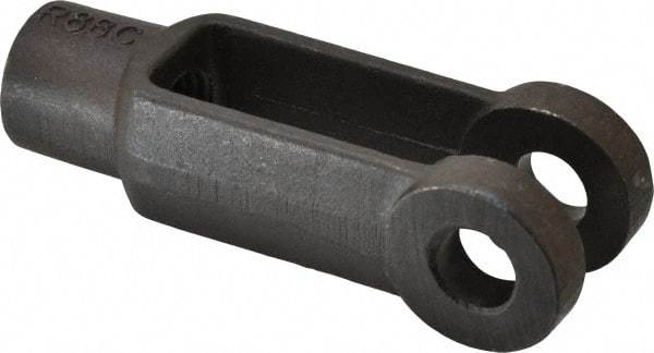 Jergens - 3/4-10 Thread, 1-1/2" Yoke Width, Carbon Steel, Tapped Yoke - 5/8" Hole Diam, 2-3/4" Hole Center to Neck, 1-3/8" Yoke Arm Height, 1-1/8" Neck Diam, 1-1/4" Neck Length, 4" OAL - Exact Tool & Supply