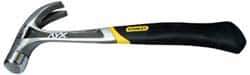 Stanley - 1 Lb Head, Curved Claw Nail Hammer - 13-1/2" OAL, Forged Steel Head, 1-3/16" Face Diam, Smooth Face, Steel Handle with Grip - Exact Tool & Supply