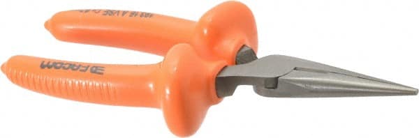 Facom - 6-7/8" OAL, 1-31/32" Jaw Length x 1-1/4" Jaw Width, Long Nose Side Cutting Burnished Insulated Pliers - Exact Tool & Supply