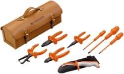 Facom - 8 Piece Insulated Tool Set - Comes with Leather Case - Exact Tool & Supply