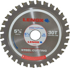 Lenox - 5-3/8" Diam, 20mm Arbor Hole Diam, 30 Tooth Wet & Dry Cut Saw Blade - Titanium Carbide-Tipped, General Purpose Action, Standard Round Arbor - Exact Tool & Supply
