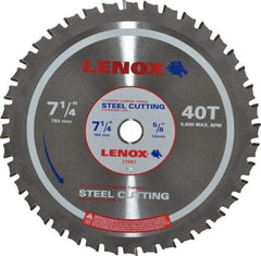 Lenox - 7-1/4" Diam, 5/8" Arbor Hole Diam, 40 Tooth Wet & Dry Cut Saw Blade - Titanium Carbide-Tipped, General Purpose Action, Standard Round Arbor - Exact Tool & Supply