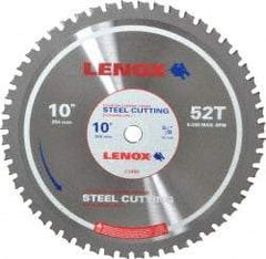 Lenox - 10" Diam, 5/8" Arbor Hole Diam, 52 Tooth Wet & Dry Cut Saw Blade - Titanium Carbide-Tipped, General Purpose Action, Standard Round Arbor - Exact Tool & Supply