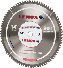 Lenox - 14" Diam, 1" Arbor Hole Diam, 80 Tooth Wet & Dry Cut Saw Blade - Titanium Carbide-Tipped, General Purpose Action, Standard Round Arbor - Exact Tool & Supply