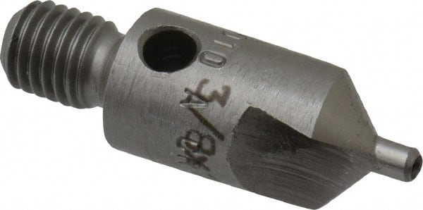 Made in USA - 1-1/8" OAL, 3/8" Head Diam, 2 Flute, 100° Incl Angle, Integral Pilot, Adjustable Stop Countersink - Exact Tool & Supply