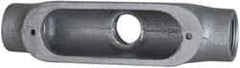 Cooper Crouse-Hinds - Form 5, TB Body, 3/4" Trade, Rigid Malleable Iron Conduit Body - Oval, 6" OAL, 9-1/2 cc Capacity, Gray - Exact Tool & Supply