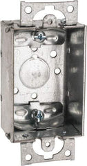 Cooper Crouse-Hinds - 1 Gang, (5) 1/2" Knockouts, Steel Rectangle Switch Box - 3" Overall Height x 2" Overall Width x 1-1/2" Overall Depth - Exact Tool & Supply