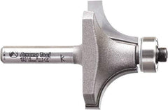Amana Tool - 1-1/2" Cut Diam, 3/4" Length of Cut, 2 Flute Round-Over Edge Profile Router Bit - Carbide-Tipped, 1/4" Shank Diam, 2-1/4" OAL, Uncoated - Exact Tool & Supply