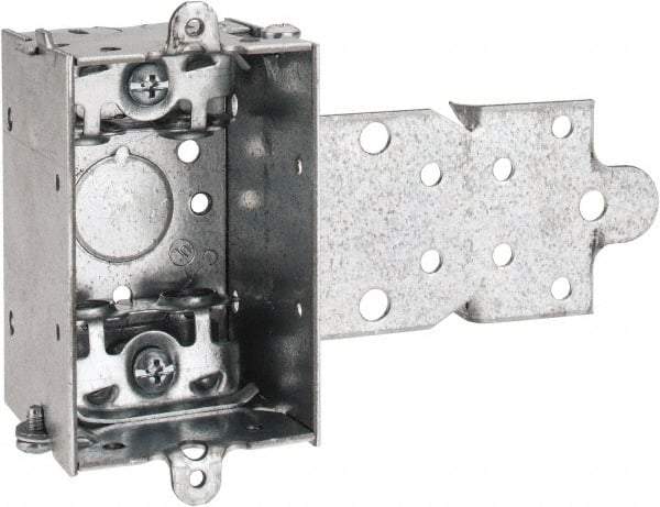 Cooper Crouse-Hinds - 1 Gang, (5) 1/2" Knockouts, Steel Rectangle Switch Box - 3" Overall Height x 2" Overall Width x 2" Overall Depth - Exact Tool & Supply
