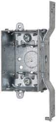 Cooper Crouse-Hinds - 1 Gang, (5) 1/2" Knockouts, Steel Rectangle Switch Box - 3" Overall Height x 2" Overall Width x 2" Overall Depth - Exact Tool & Supply