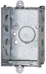 Cooper Crouse-Hinds - 1 Gang, (7) 1/2" Knockouts, Steel Rectangle Switch Box - 3" Overall Height x 2" Overall Width x 2" Overall Depth - Exact Tool & Supply