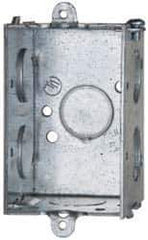Cooper Crouse-Hinds - 1 Gang, (7) 1/2" Knockouts, Steel Rectangle Switch Box - 3" Overall Height x 2" Overall Width x 2" Overall Depth - Exact Tool & Supply