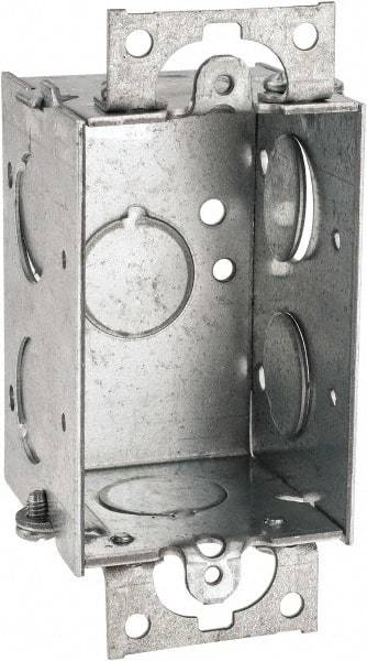 Cooper Crouse-Hinds - 1 Gang, (7) 1/2" Knockouts, Steel Rectangle Switch Box - 3" Overall Height x 2" Overall Width x 2" Overall Depth - Exact Tool & Supply