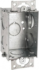 Cooper Crouse-Hinds - 1 Gang, (7) 1/2" Knockouts, Steel Rectangle Switch Box - 3" Overall Height x 2" Overall Width x 2" Overall Depth - Exact Tool & Supply