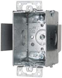 Cooper Crouse-Hinds - 1 Gang, (6) 1/2" Knockouts, Steel Rectangle Switch Box - 3" Overall Height x 2" Overall Width x 2-1/2" Overall Depth - Exact Tool & Supply