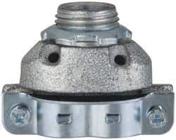 Cooper Crouse-Hinds - 3/8" Trade, Malleable Iron Threaded Angled FMC Conduit Connector - Noninsulated - Exact Tool & Supply
