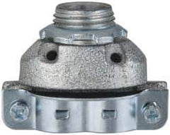 Cooper Crouse-Hinds - 3/8" Trade, Malleable Iron Threaded Angled FMC Conduit Connector - Noninsulated - Exact Tool & Supply
