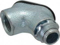 Cooper Crouse-Hinds - 1/2" Trade, Malleable Iron Threaded Angled Rigid/Intermediate (IMC) Conduit Elbow - Insulated - Exact Tool & Supply
