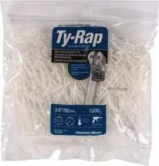 Thomas & Betts - 3.62" Long Natural (Color) Nylon Standard Cable Tie - 18 Lb Tensile Strength, 0.75mm Thick, 1-3/4" Max Bundle Diam - Exact Tool & Supply