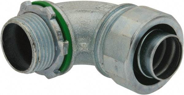 Cooper Crouse-Hinds - 3/4" Trade, Malleable Iron Threaded Angled Liquidtight Conduit Connector - Noninsulated - Exact Tool & Supply