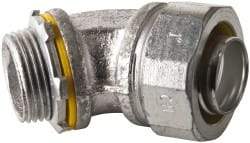 Cooper Crouse-Hinds - 1" Trade, Malleable Iron Threaded Angled Liquidtight Conduit Connector - Noninsulated - Exact Tool & Supply