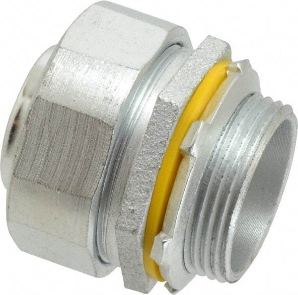 Cooper Crouse-Hinds - 1-1/4" Trade, Malleable Iron Threaded Straight Liquidtight Conduit Connector - Noninsulated - Exact Tool & Supply