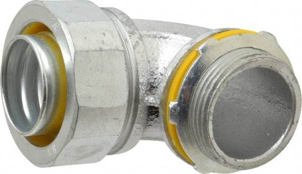 Cooper Crouse-Hinds - 1-1/4" Trade, Malleable Iron Threaded Angled Liquidtight Conduit Connector - Noninsulated - Exact Tool & Supply