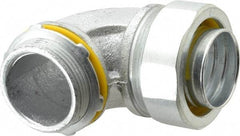 Cooper Crouse-Hinds - 1-1/2" Trade, Malleable Iron Threaded Angled Liquidtight Conduit Connector - Noninsulated - Exact Tool & Supply