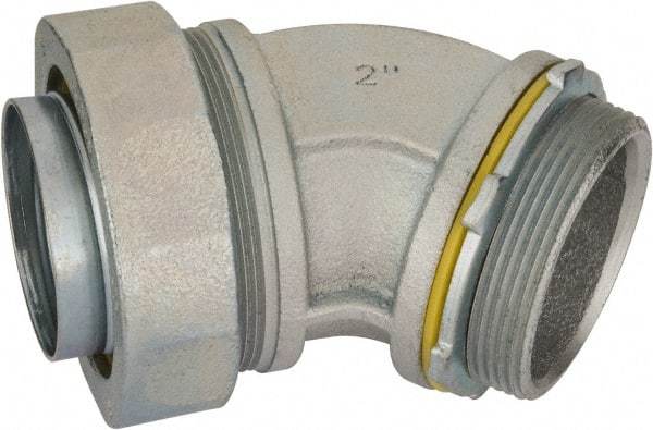 Cooper Crouse-Hinds - 2" Trade, Malleable Iron Threaded Angled Liquidtight Conduit Connector - Noninsulated - Exact Tool & Supply