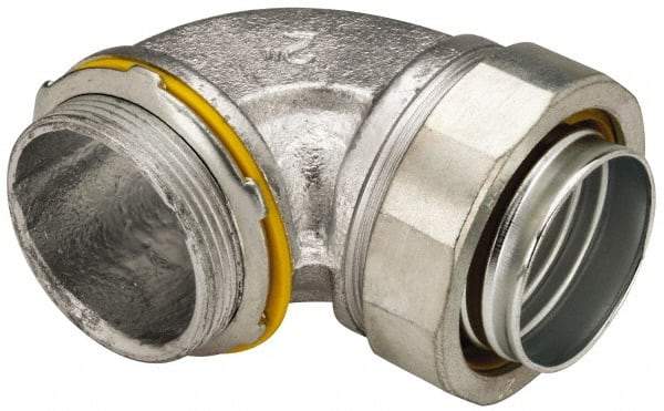 Cooper Crouse-Hinds - 2" Trade, Malleable Iron Threaded Angled Liquidtight Conduit Connector - Noninsulated - Exact Tool & Supply