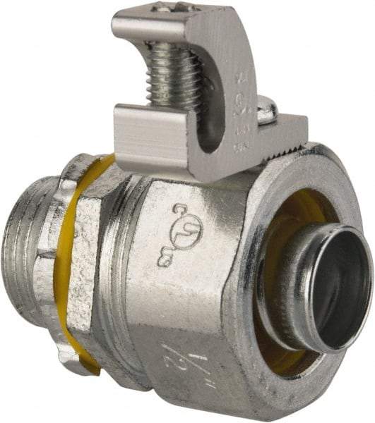 Cooper Crouse-Hinds - 1/2" Trade, Malleable Iron Threaded Straight Liquidtight Conduit Connector - Noninsulated - Exact Tool & Supply