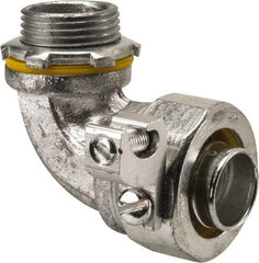 Cooper Crouse-Hinds - 3/4" Trade, Malleable Iron Threaded Angled Liquidtight Conduit Connector - Noninsulated - Exact Tool & Supply