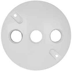 Cooper Crouse-Hinds - 3 Outlet, 1/2" Hole Diam, Powder Coat Finish, Round Noncorrosive Weatherproof Box Cover - 4-1/2" Wide x 9/16" High, Wet Locations, Aluminum, UL Listed - Exact Tool & Supply