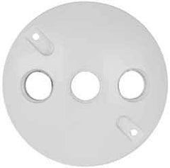 Cooper Crouse-Hinds - 3 Outlet, 1/2" Hole Diam, Powder Coat Finish, Round Noncorrosive Weatherproof Box Cover - 4-1/2" Wide x 9/16" High, Wet Locations, Aluminum, UL Listed - Exact Tool & Supply