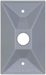 Cooper Crouse-Hinds - 1 Outlet, 1/2" Hole Diam, Powder Coat Finish, Rectangle Noncorrosive Weatherproof Box Cover - 4-1/2" Long x 2-3/4" Wide x 7/8" High, Wet Locations, Aluminum, UL Listed - Exact Tool & Supply