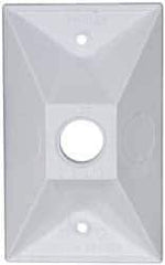 Cooper Crouse-Hinds - 1 Outlet, 1/2" Hole Diam, Powder Coat Finish, Rectangle Noncorrosive Weatherproof Box Cover - 4-1/2" Long x 2-3/4" Wide x 7/8" High, Wet Locations, Aluminum, UL Listed - Exact Tool & Supply