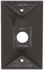 Cooper Crouse-Hinds - 1 Outlet, 1/2" Hole Diam, Powder Coat Finish, Rectangle Noncorrosive Weatherproof Box Cover - 4-1/2" Long x 2-3/4" Wide x 7/8" High, Wet Locations, Aluminum, UL Listed - Exact Tool & Supply