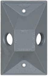 Cooper Crouse-Hinds - 2 Outlet, 1/2" Hole Diam, Powder Coat Finish, Rectangle Noncorrosive Weatherproof Box Cover - 4-5/8" Long x 2-7/8" Wide x 1-1/16" High, Wet Locations, Aluminum, UL Listed - Exact Tool & Supply