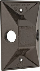 Cooper Crouse-Hinds - 2 Outlet, 1/2" Hole Diam, Powder Coat Finish, Rectangle Noncorrosive Weatherproof Box Cover - 4-5/8" Long x 2-7/8" Wide x 1-1/16" High, Wet Locations, Aluminum, UL Listed - Exact Tool & Supply