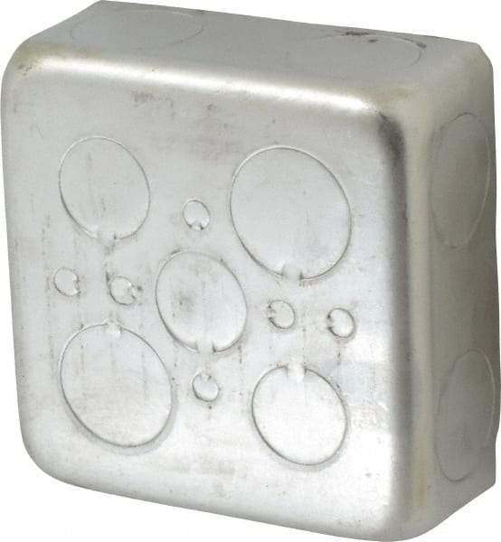 Cooper Crouse-Hinds - 1 Gang, (13) 1/2 & 3/4" Knockouts, Steel Square Outlet Box - 4" Overall Height x 4" Overall Width x 1-1/2" Overall Depth - Exact Tool & Supply