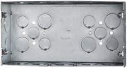 Cooper Crouse-Hinds - 3 Gang, (24) 1, 1/2 & 3/4" Knockouts, Steel Rectangle Outlet Box - 4-1/2" Overall Height x 8-5/8" Overall Width x 2-1/2" Overall Depth - Exact Tool & Supply